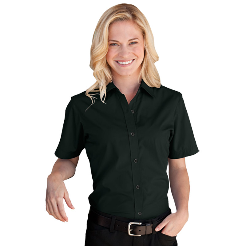 Women's Blended Poplin Short Sleeve Shirt