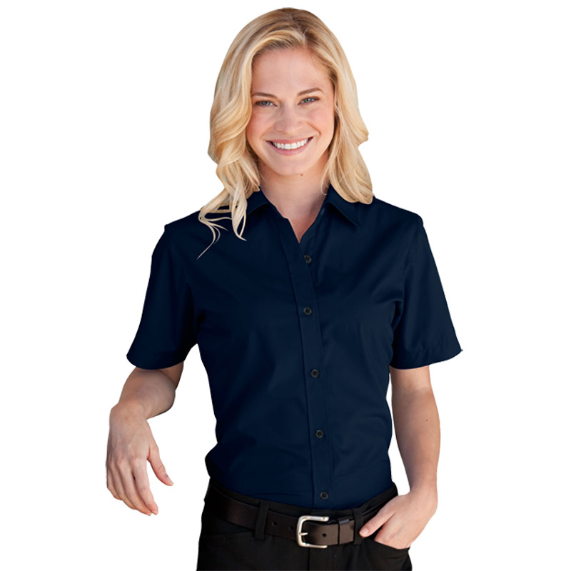 Women's Blended Poplin Short Sleeve Shirt