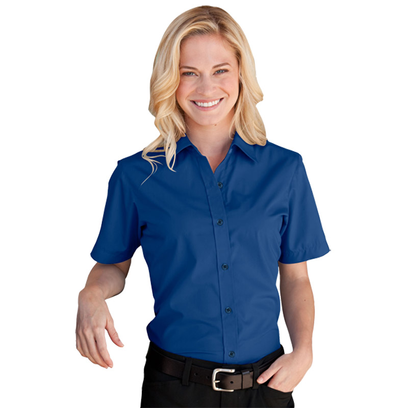 Women's Blended Poplin Short Sleeve Shirt