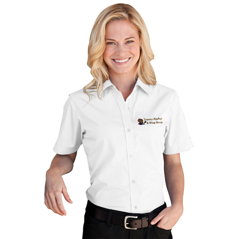 Women's Blended Poplin Short Sleeve Shirt