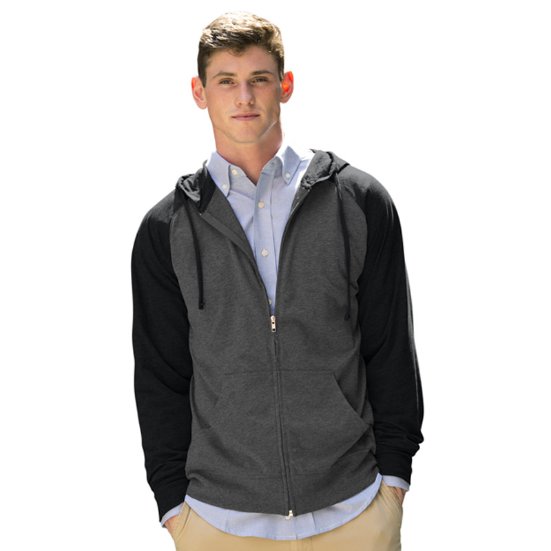 Full-Zip Two-Tone Jersey Knit Hoodie